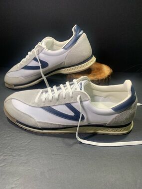 Tretorn Rawlins Vintage T- Toe Men White Navy Blue Sneakers Shoe Size- 12